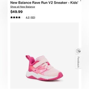 New Balance Kids' Pink Rave Run V2 Sneakers